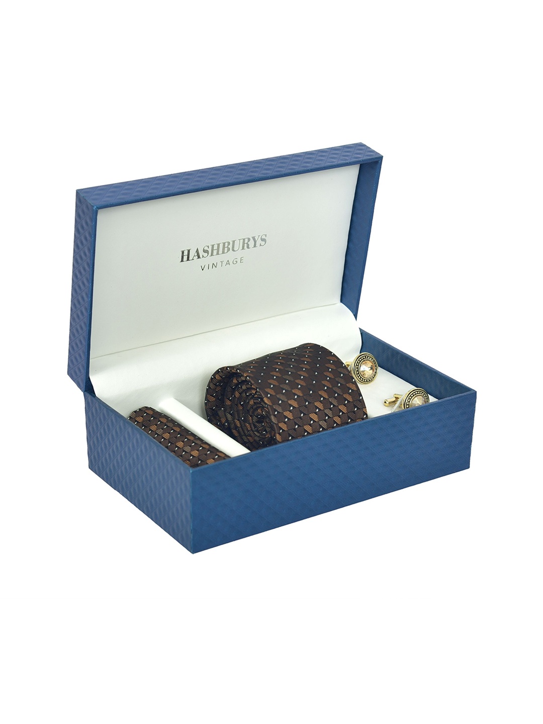 

Hashburys Men Printed Accessory Gift Set With Box, Coffee brown