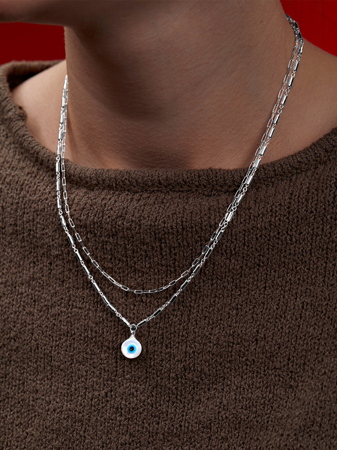 

MINUTIAE Brass Silver-Plated Layered Necklace