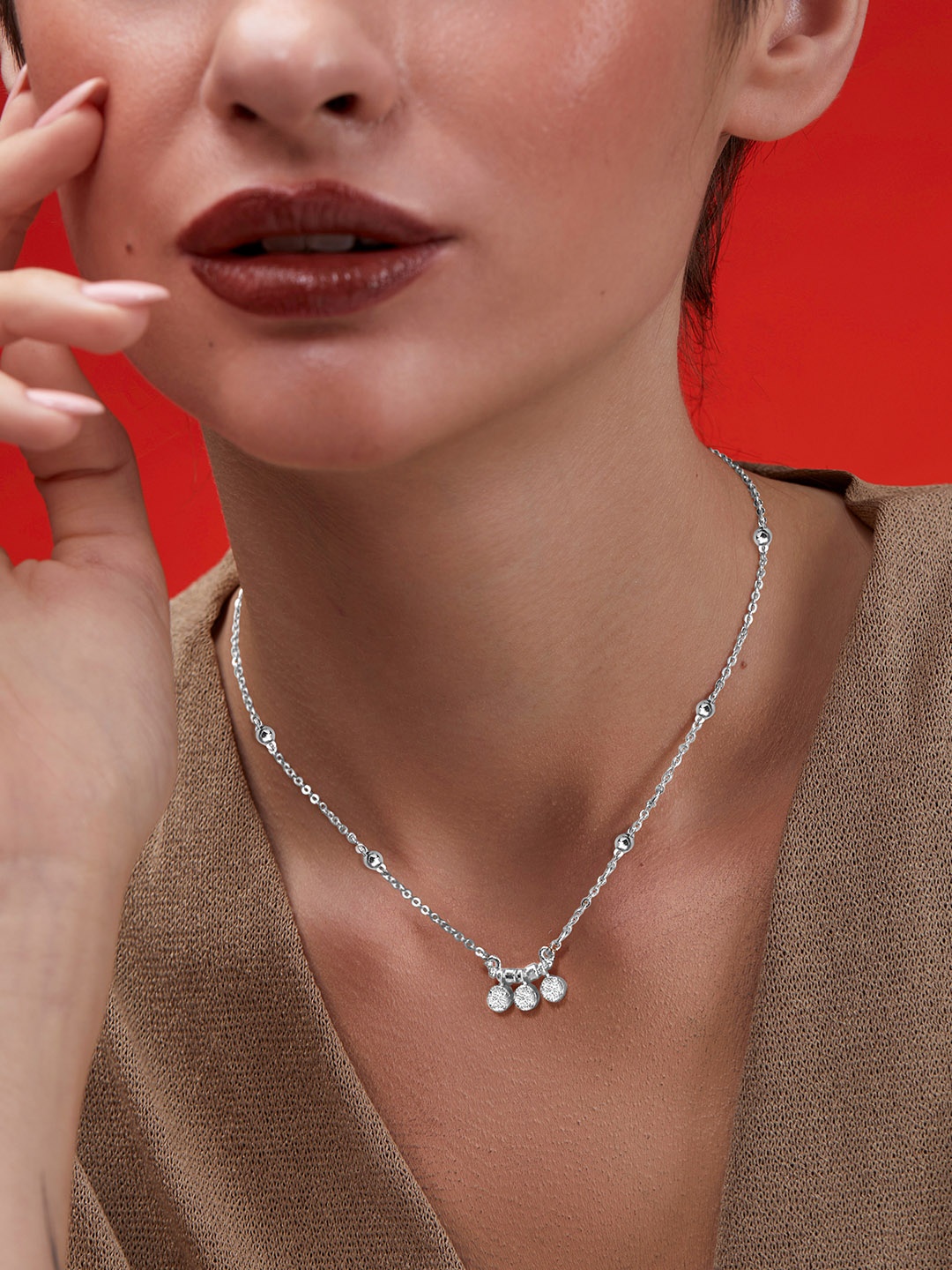 MINUTIAE Brass Silver-Plated Necklace