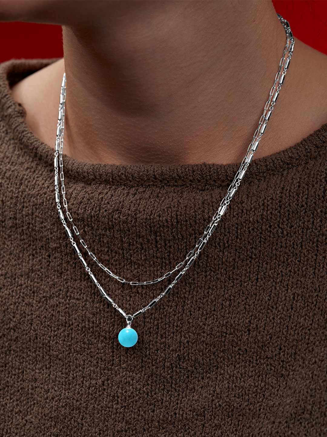 

MINUTIAE Brass Silver-Plated Layered Necklace