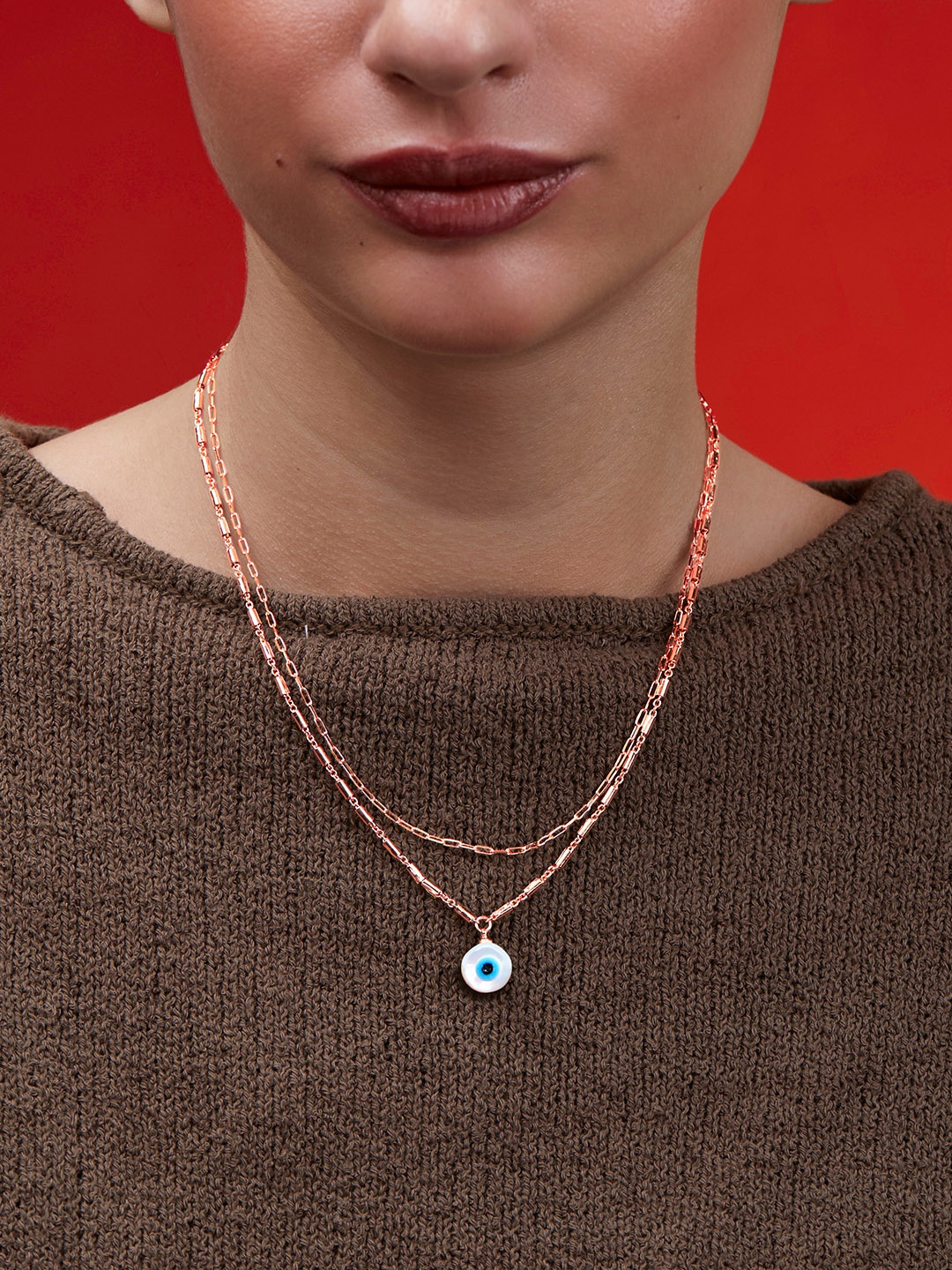 

MINUTIAE Brass Rose Gold-Plated Layered Necklace