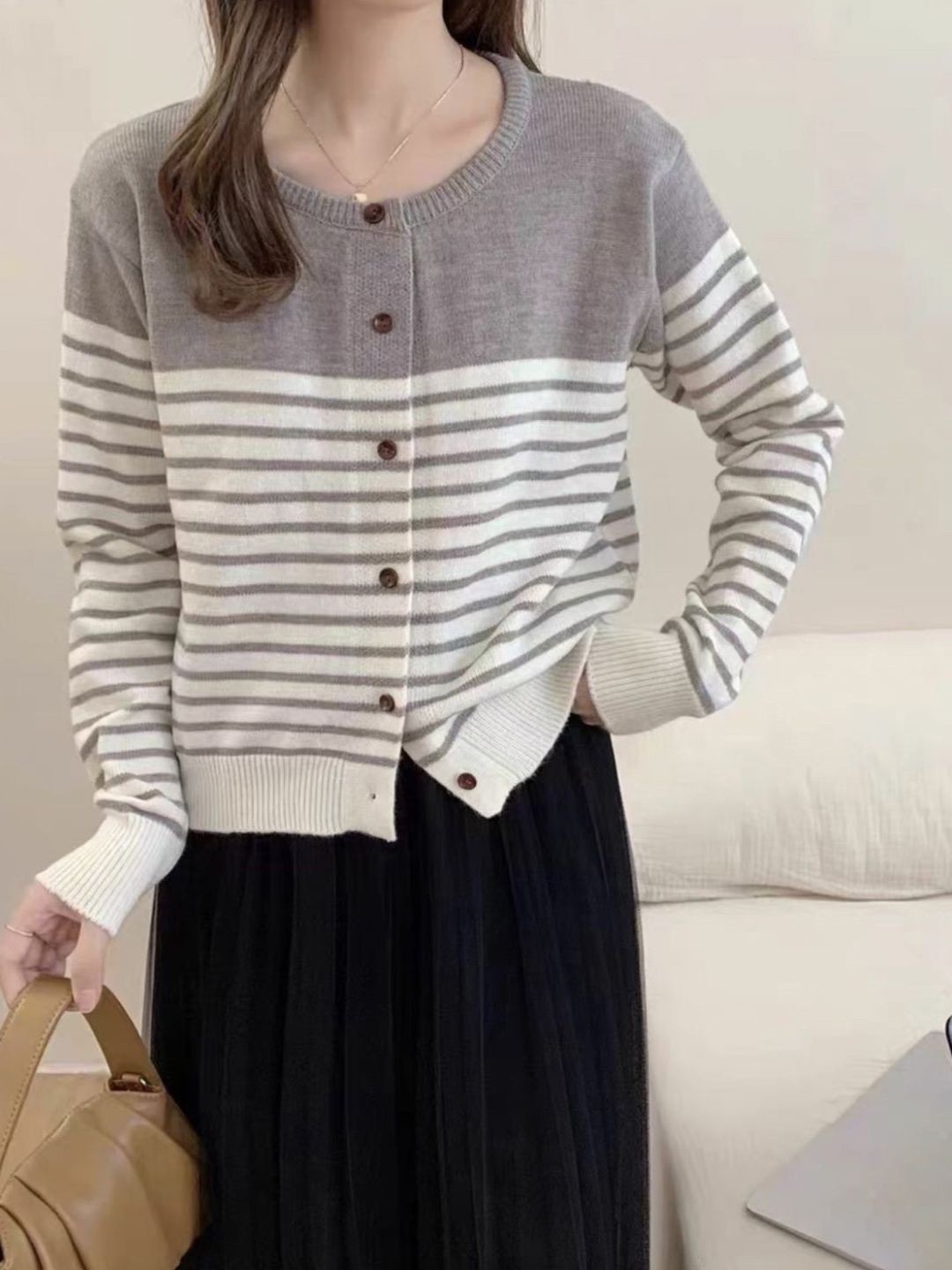 

StyleCast Striped Top, Brown