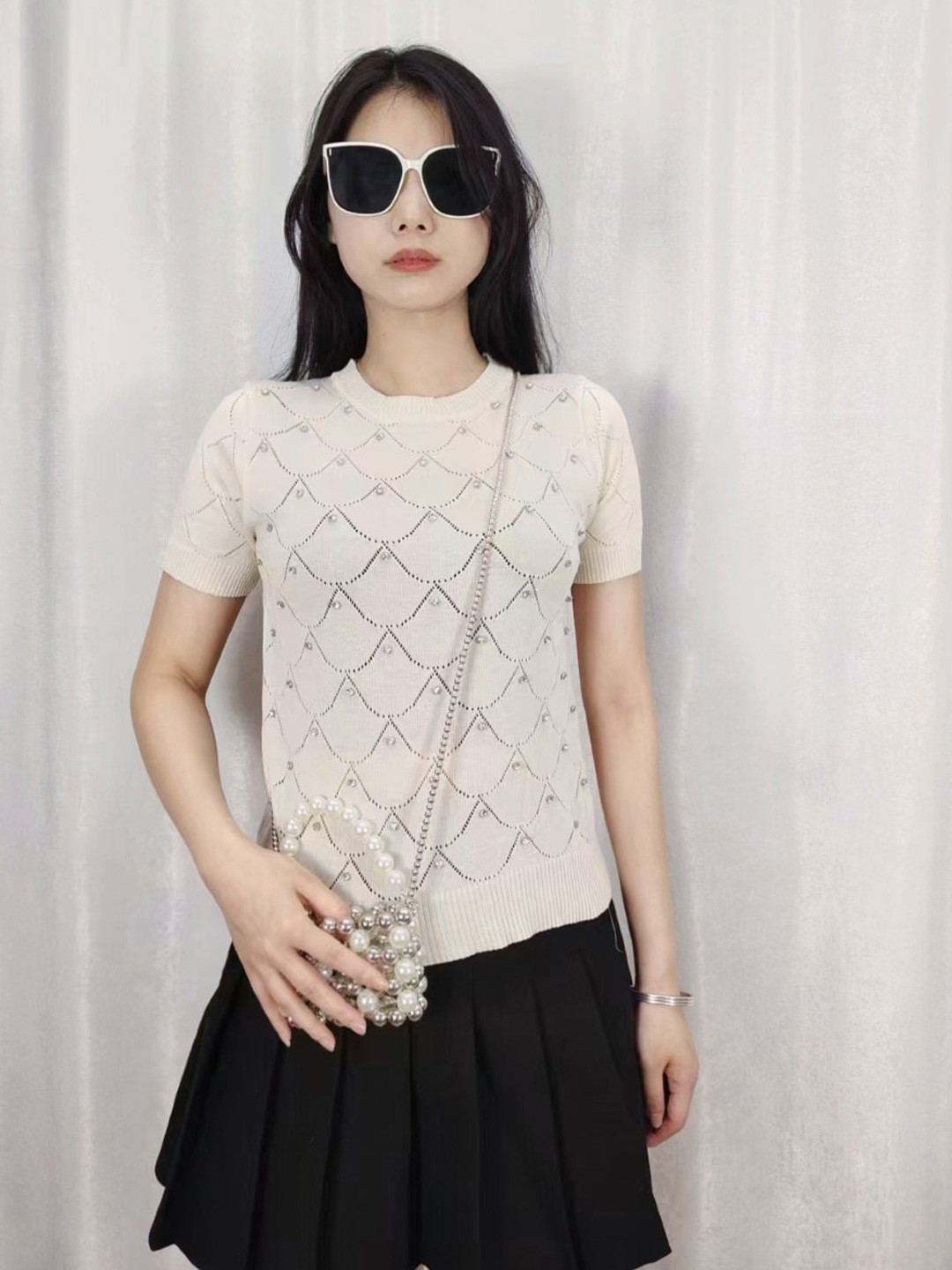 

StyleCast Girls Cream Embellished Round Neck Regular Top