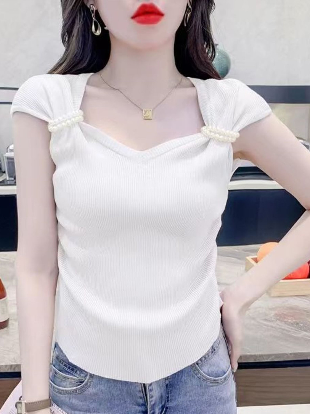 

StyleCast Extended Sleeves Longline Top, White