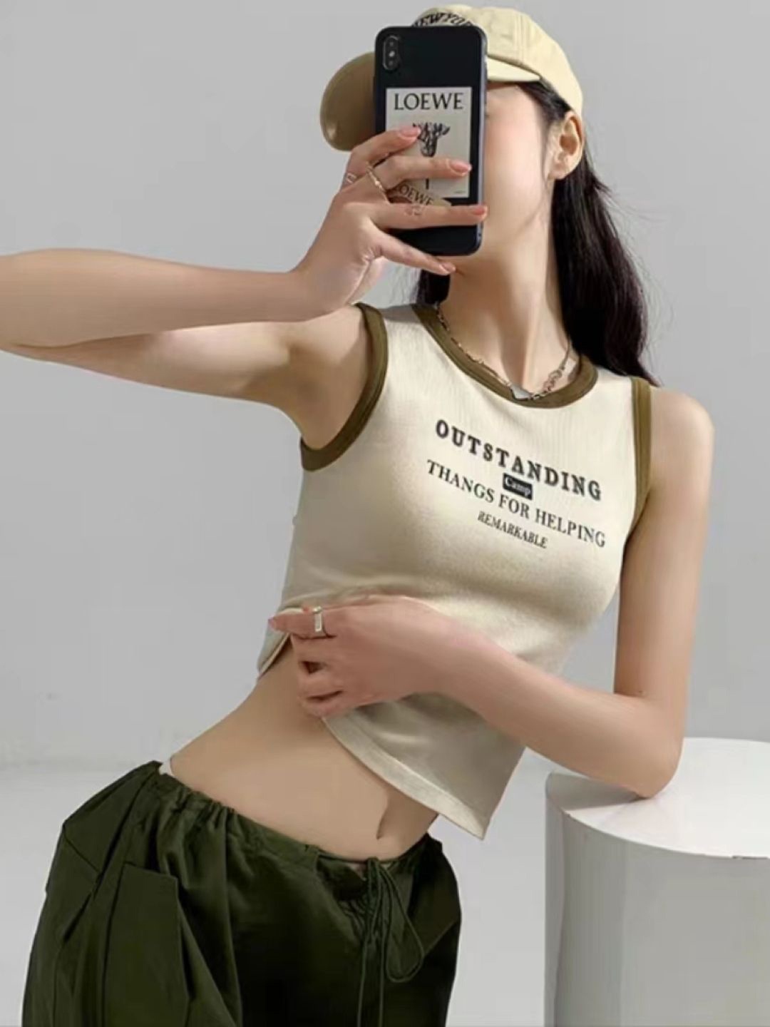 

StyleCast Girls Cream-Coloured Typography Printed Sleeveless Fitted Crop Top