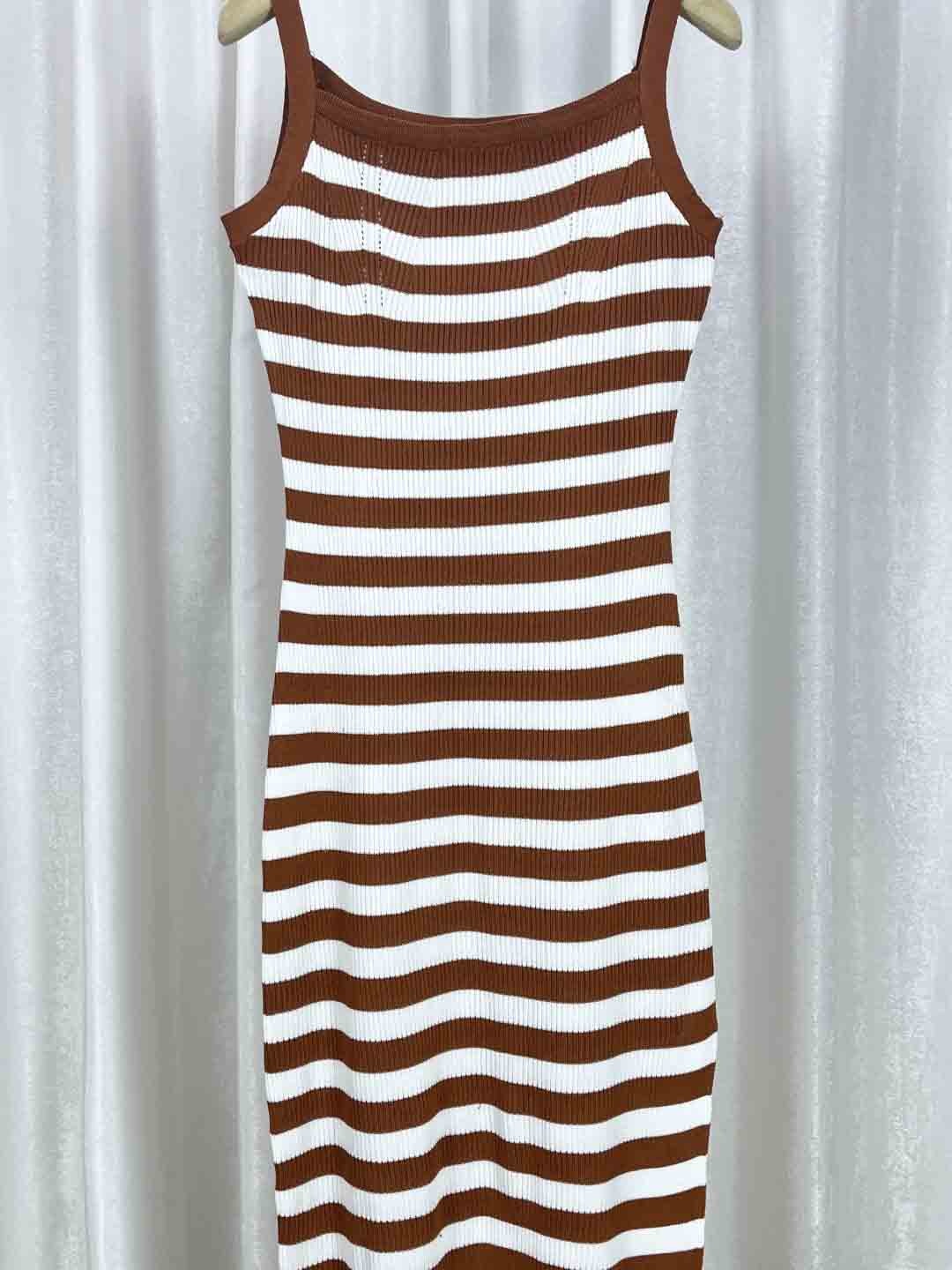 

StyleCast Girls Brown Shoulder Straps Striped Tank Top