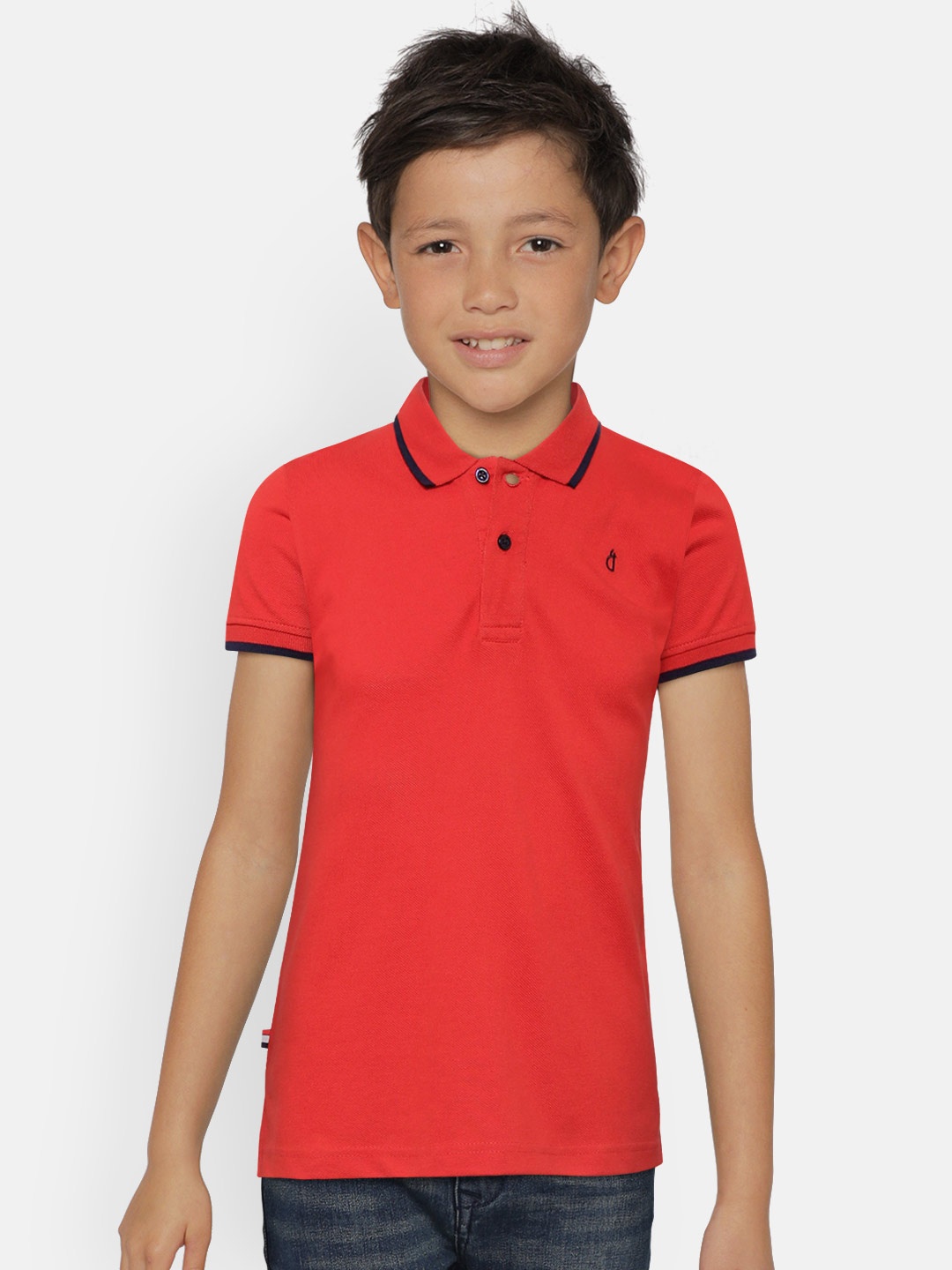 

Gini and Jony Boys Red Solid Polo Collar T-shirt