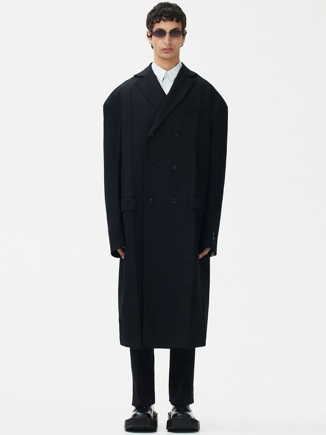 

H&M Double-Layered Wool Coat, Black