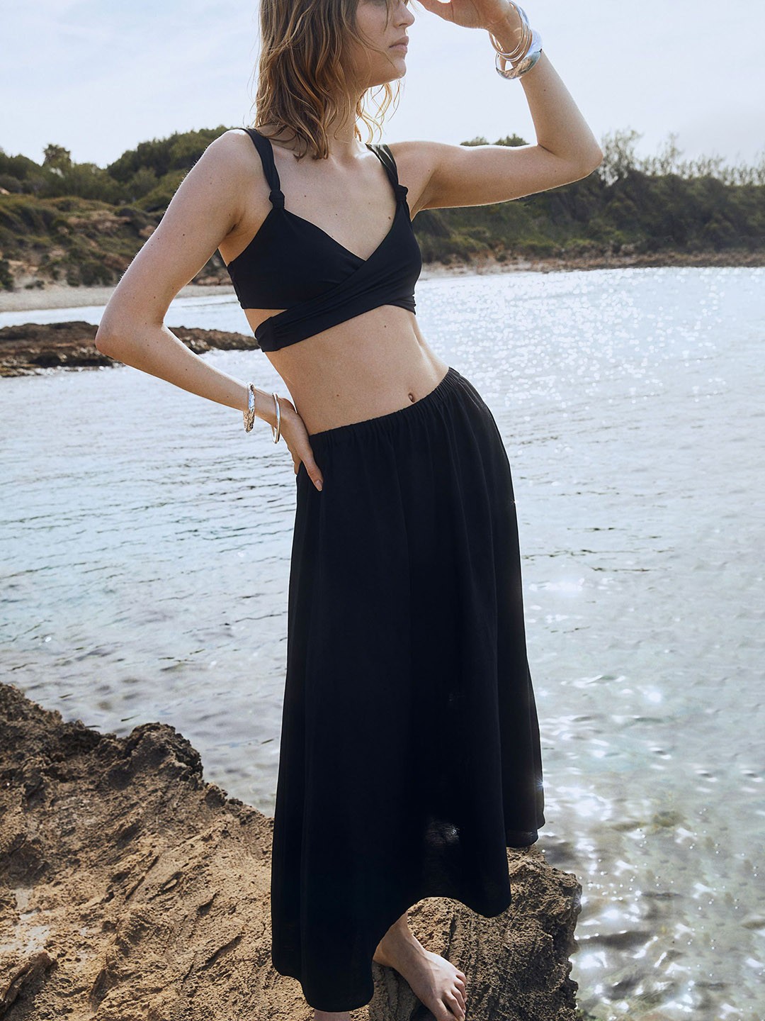 

H&M Midi Skirt, Black