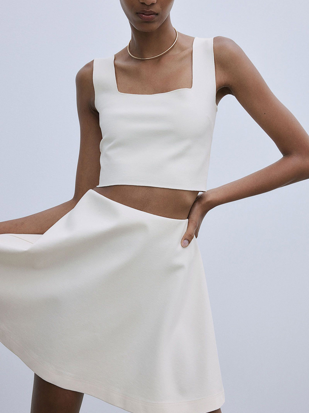 

H&M A-Line Skirt, White