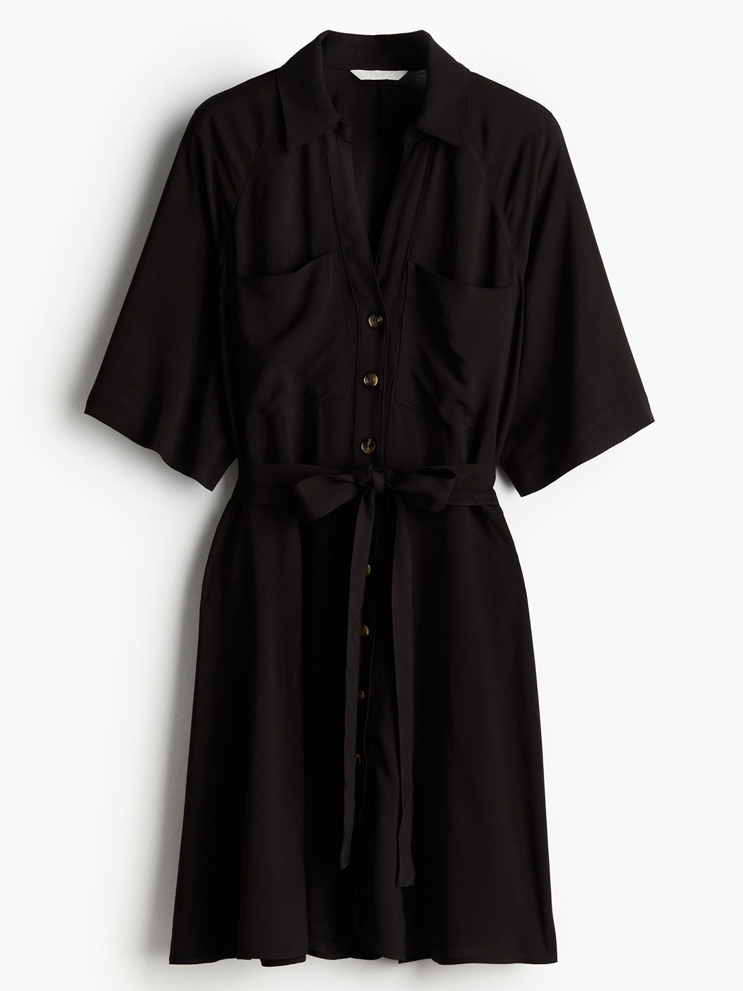 

H&M Women Tie-Belt Shirt Dress, Black