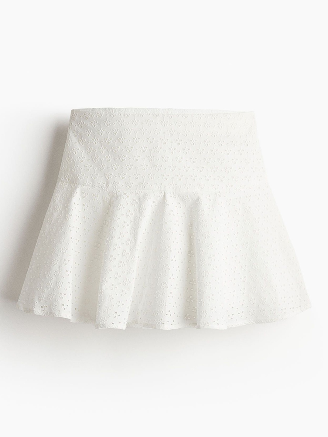 

H&M Women Pure Cotton Flared Mini Skirt, White