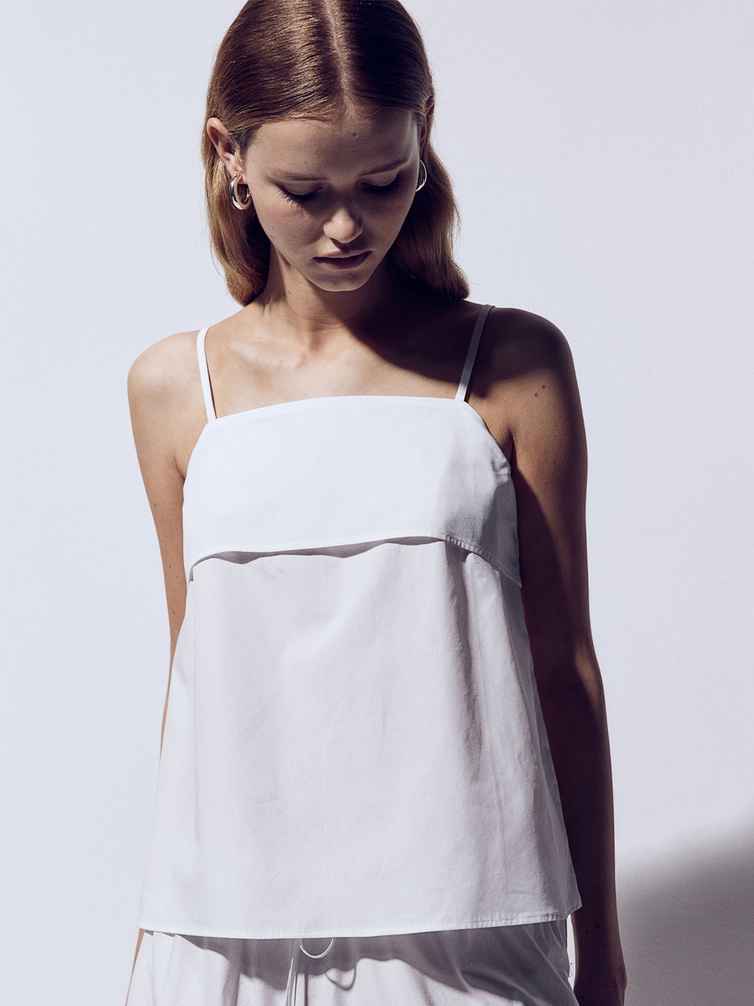 

H&M Pure Cotton A-line Strappy Top, White