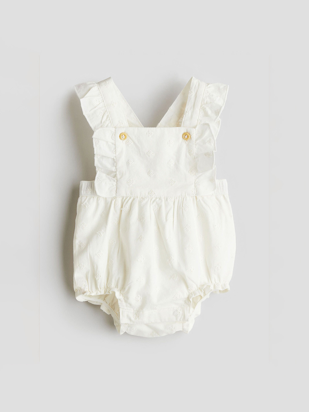 

H&M Infants Girls Pure Cotton Dungaree Shorts, White