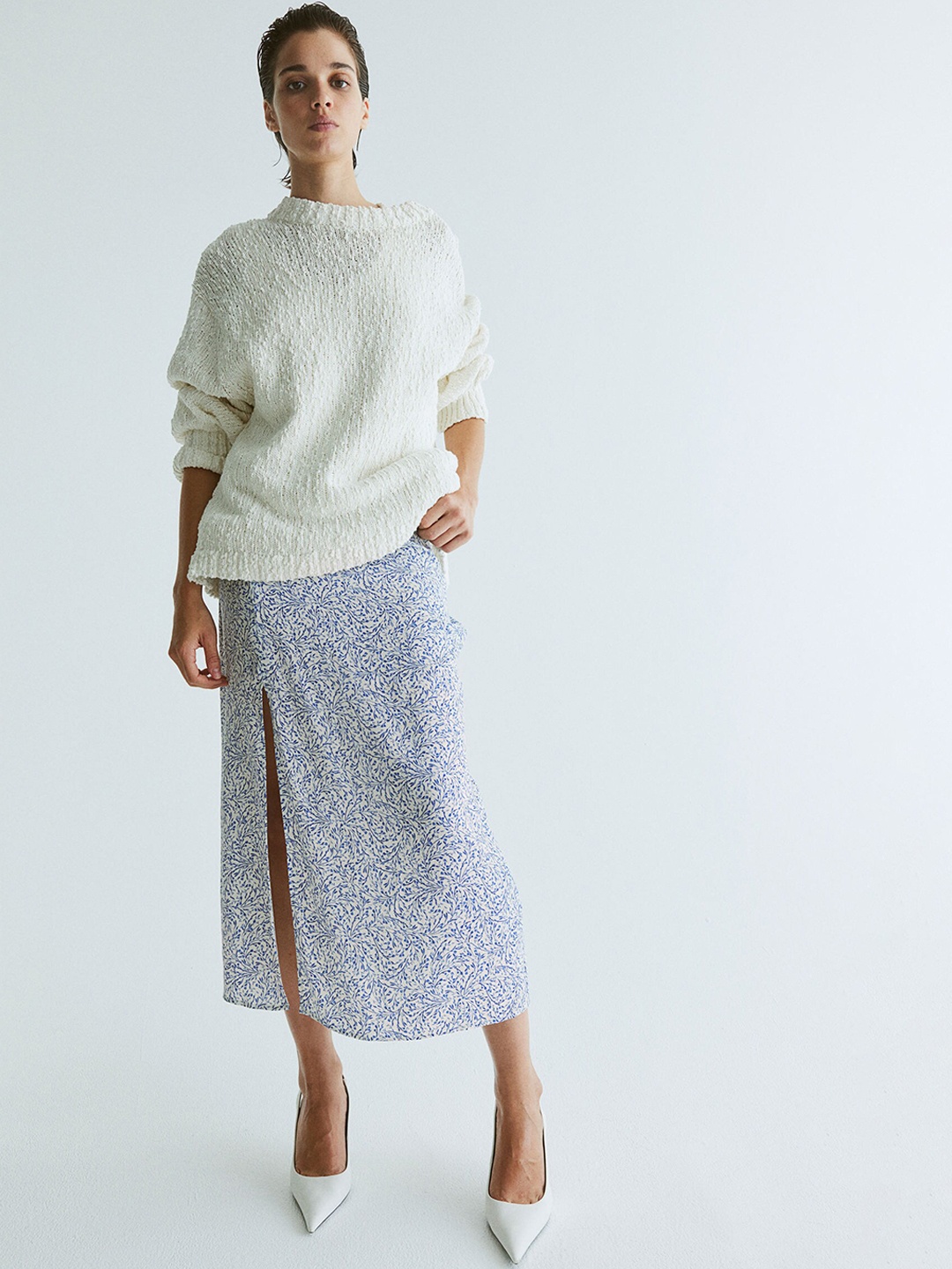 

H&M Crepe Skirt, Blue