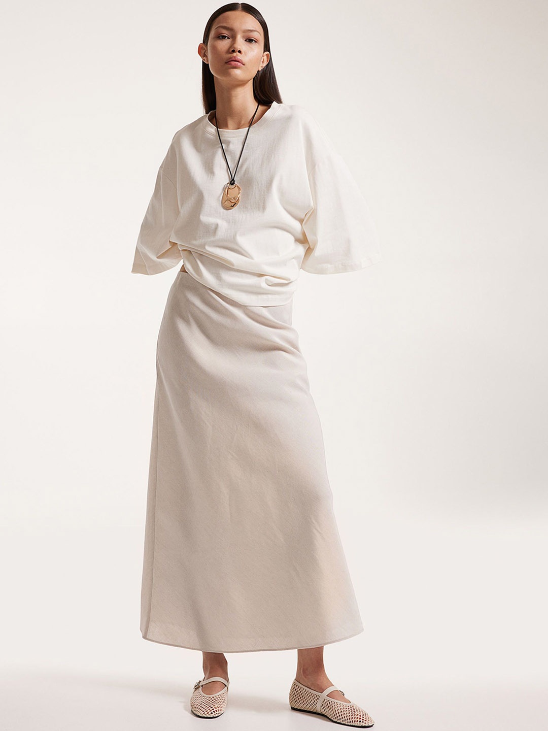 

H&M Maxi Skirt, Beige