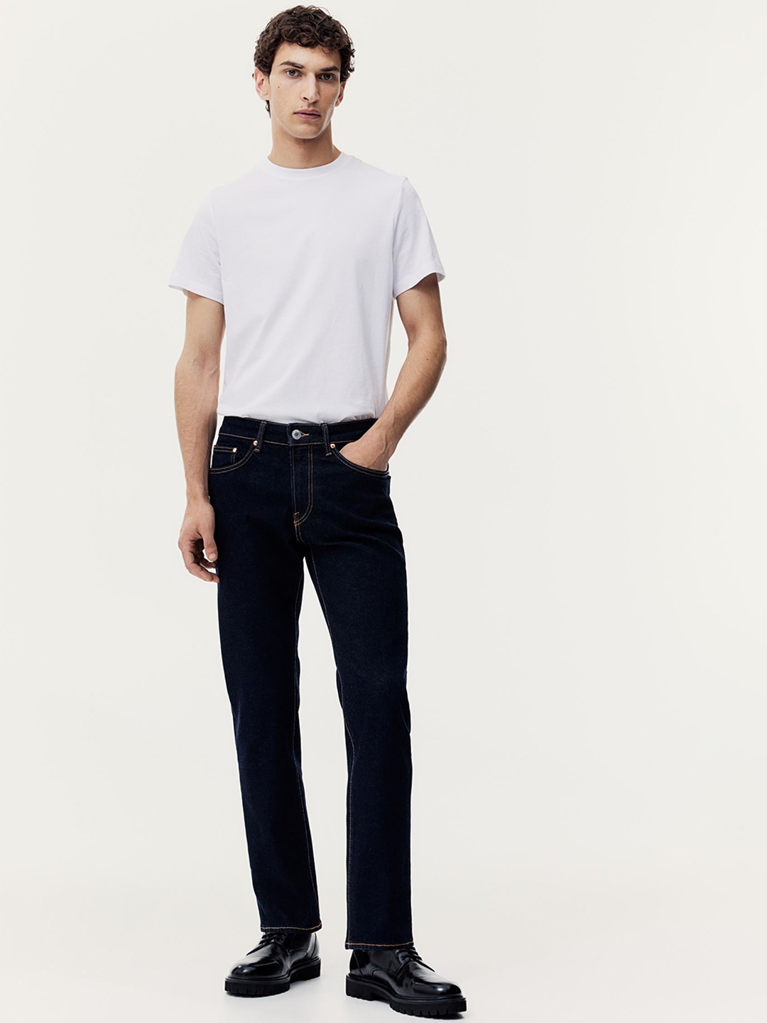 

H&M Men Straight Regular Jeans, Navy blue