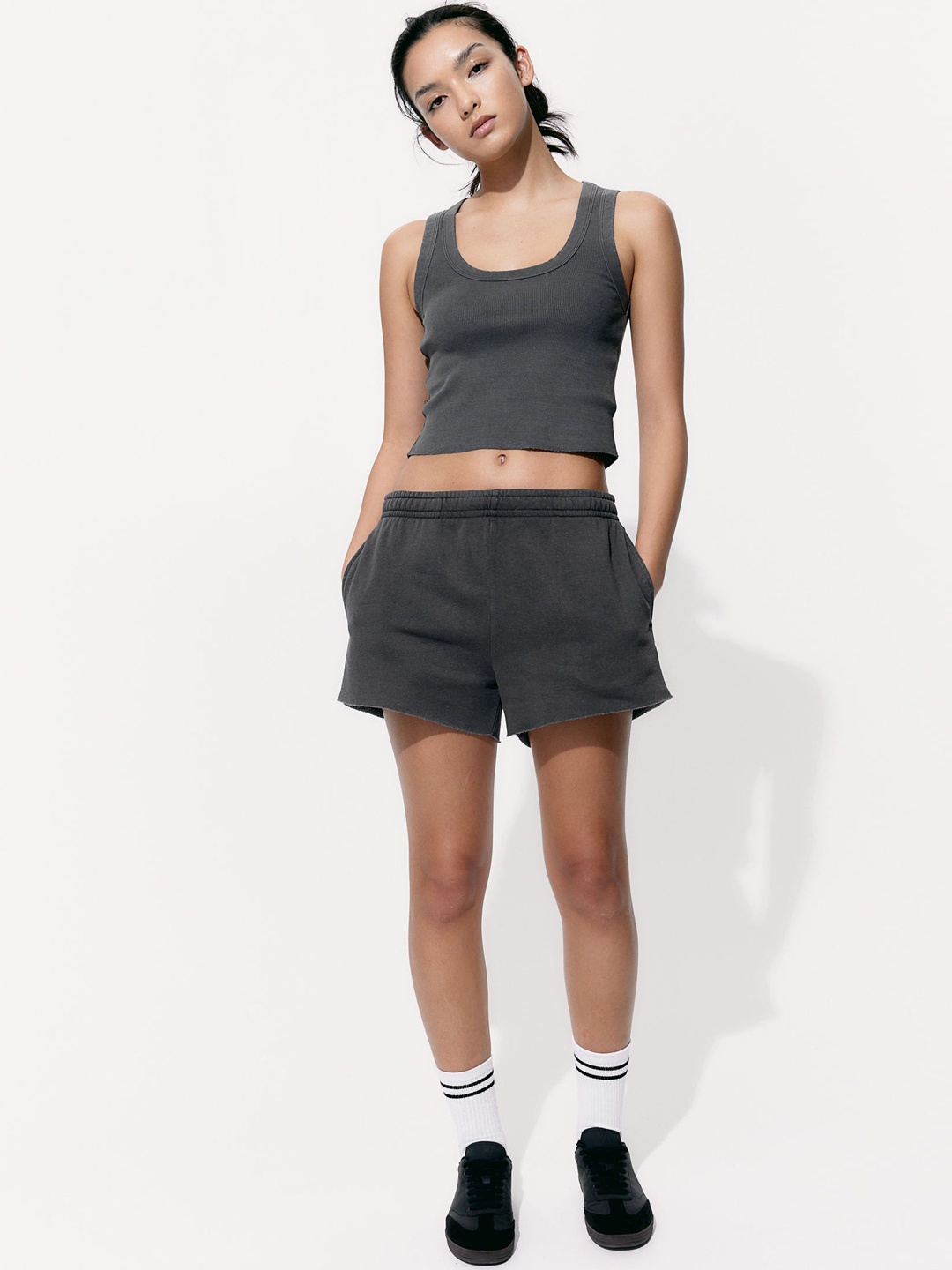 

H&M Women Sweatshirt Shorts, Grey