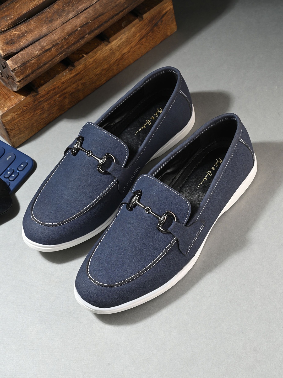 

Mast & Harbour Men Round Toe Memory Foam Loafers, Navy blue