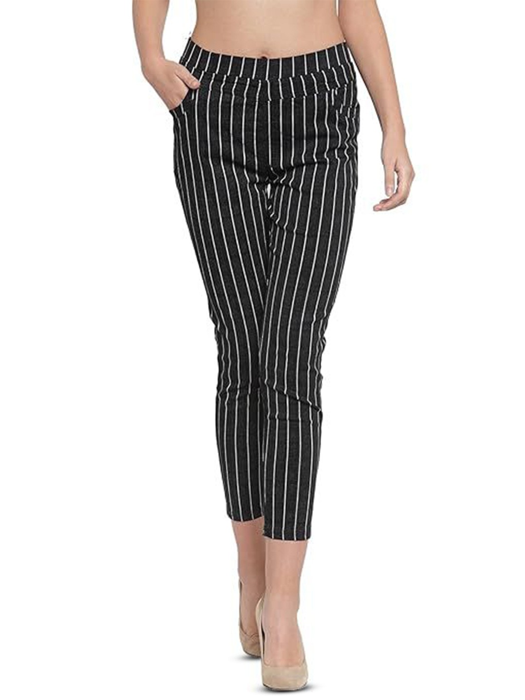 

Global Republic Women Striped Jeggings, Black
