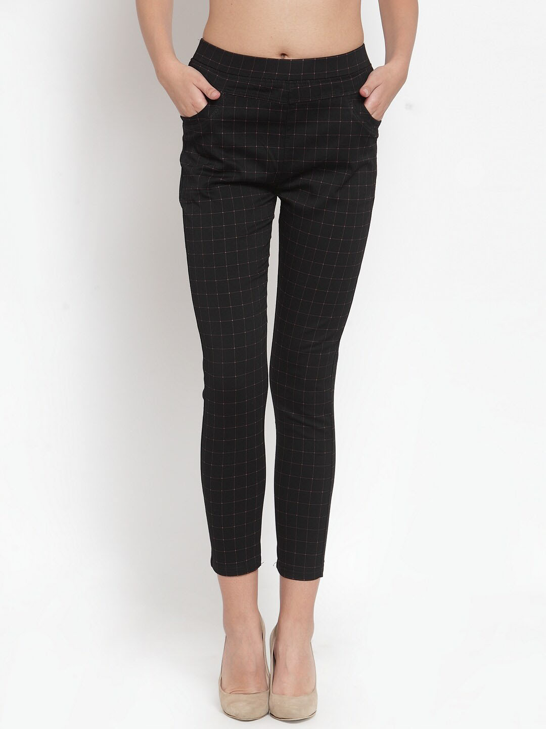 

Global Republic Women Checked Jeggings, Black