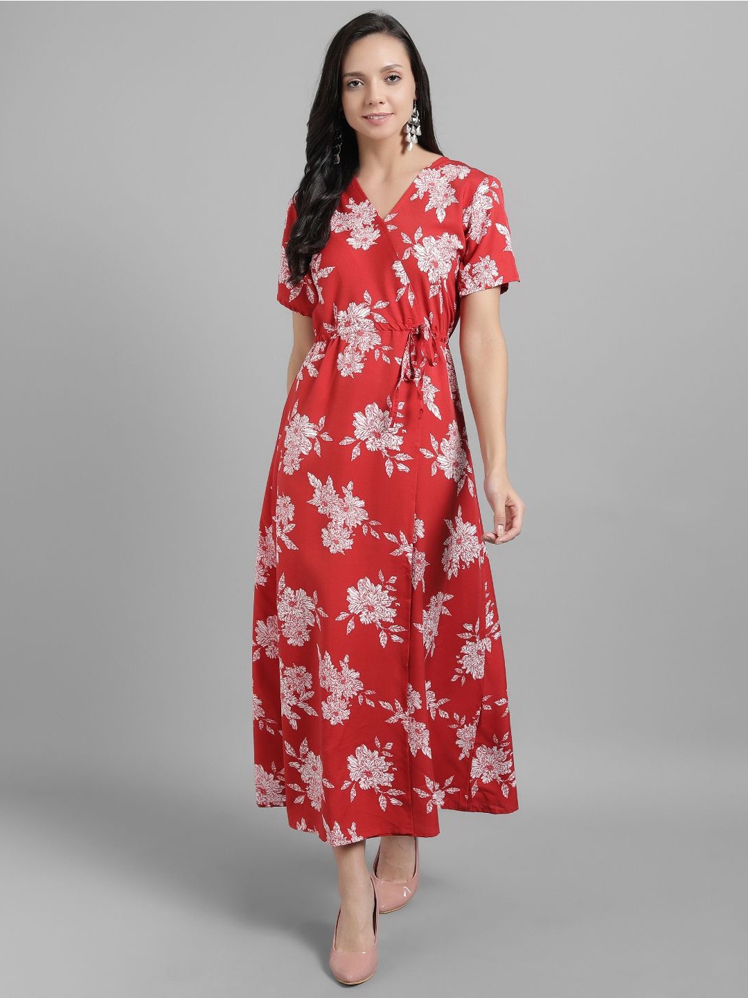 

TANDUL Floral Printed Maxi Dress, Red