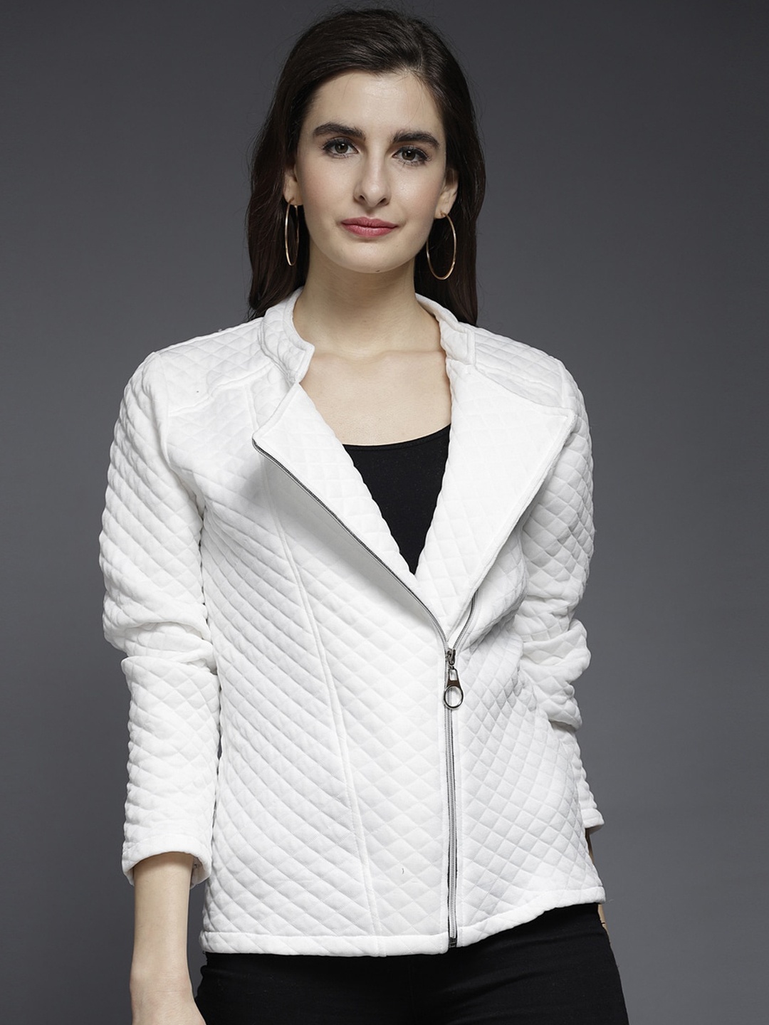

TANDUL Lightweight Velvet Biker Jacket, White