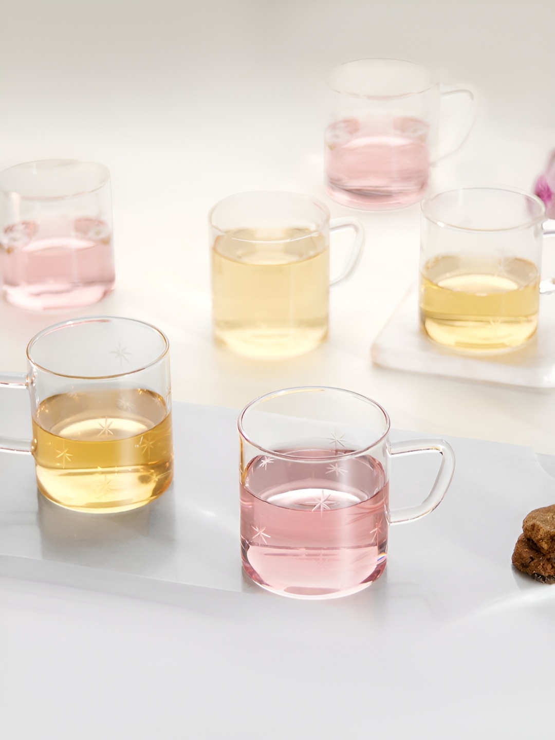 

BOROSIL Transparent 6 Pcs Borosilicate Glass Matte Mugs 190 ml