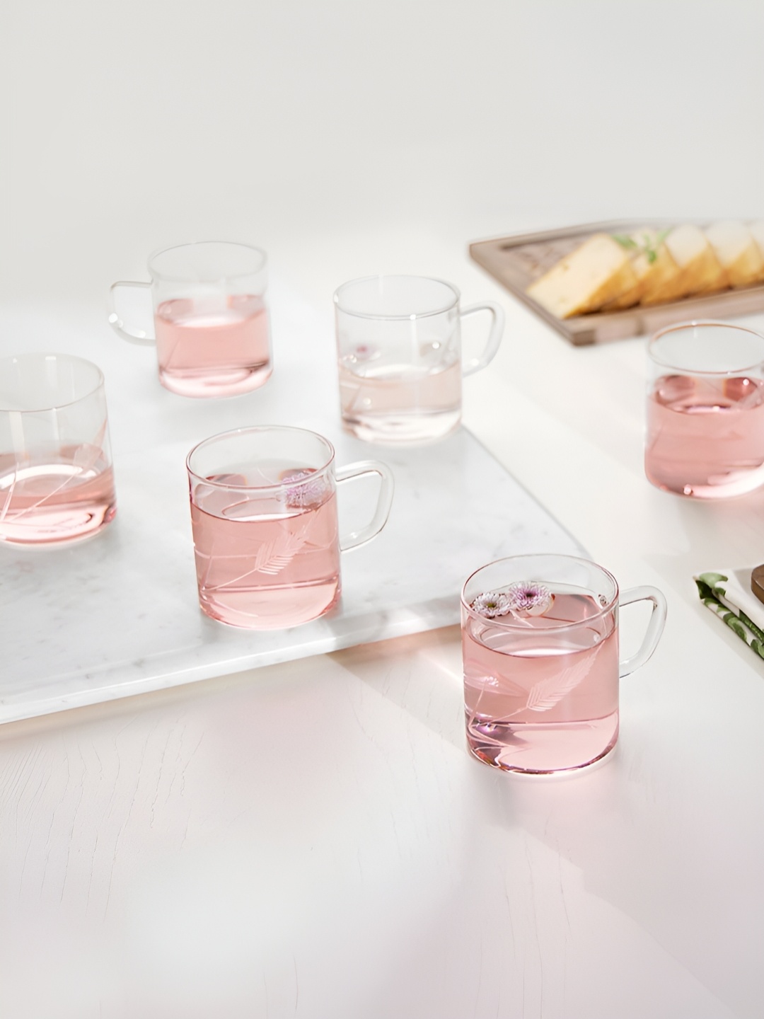 

BOROSIL Transparent 6 Pcs Borosilicate Glass Matte Mugs 190 ml