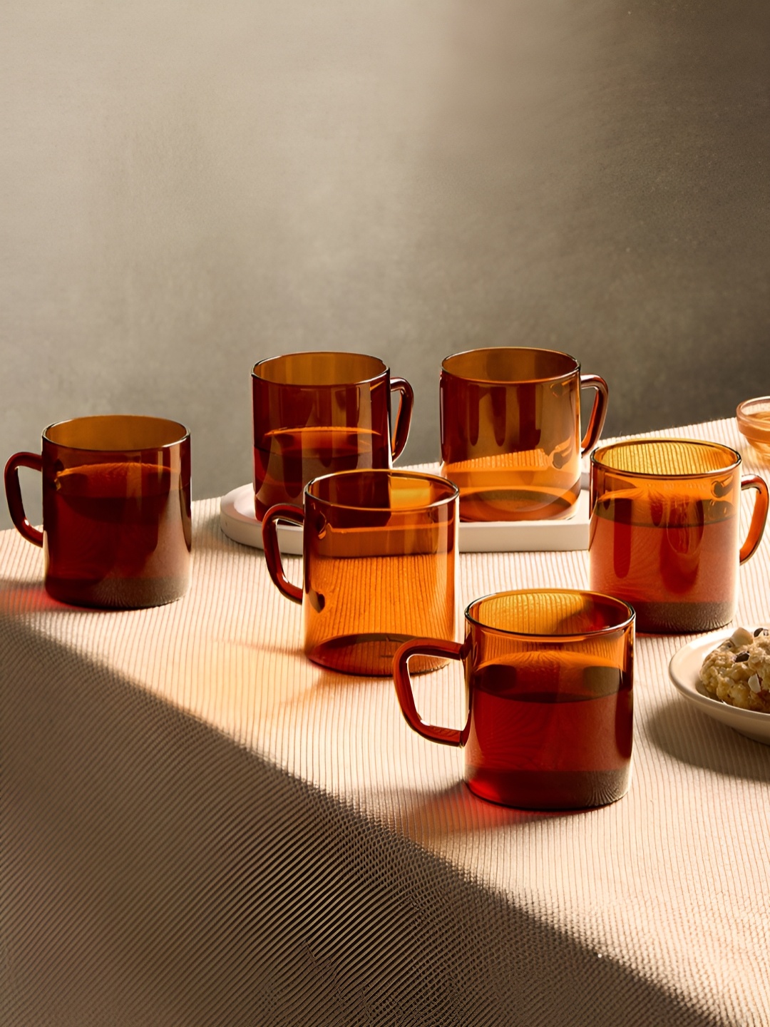 

BOROSIL Transparent 6 Pcs Printed Borosilicate Glass Matte Mugs 190 ml