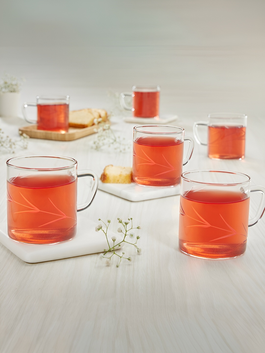 

BOROSIL Transparent 6 Pieces Borosilicate Glass Matte Mugs 190 ml