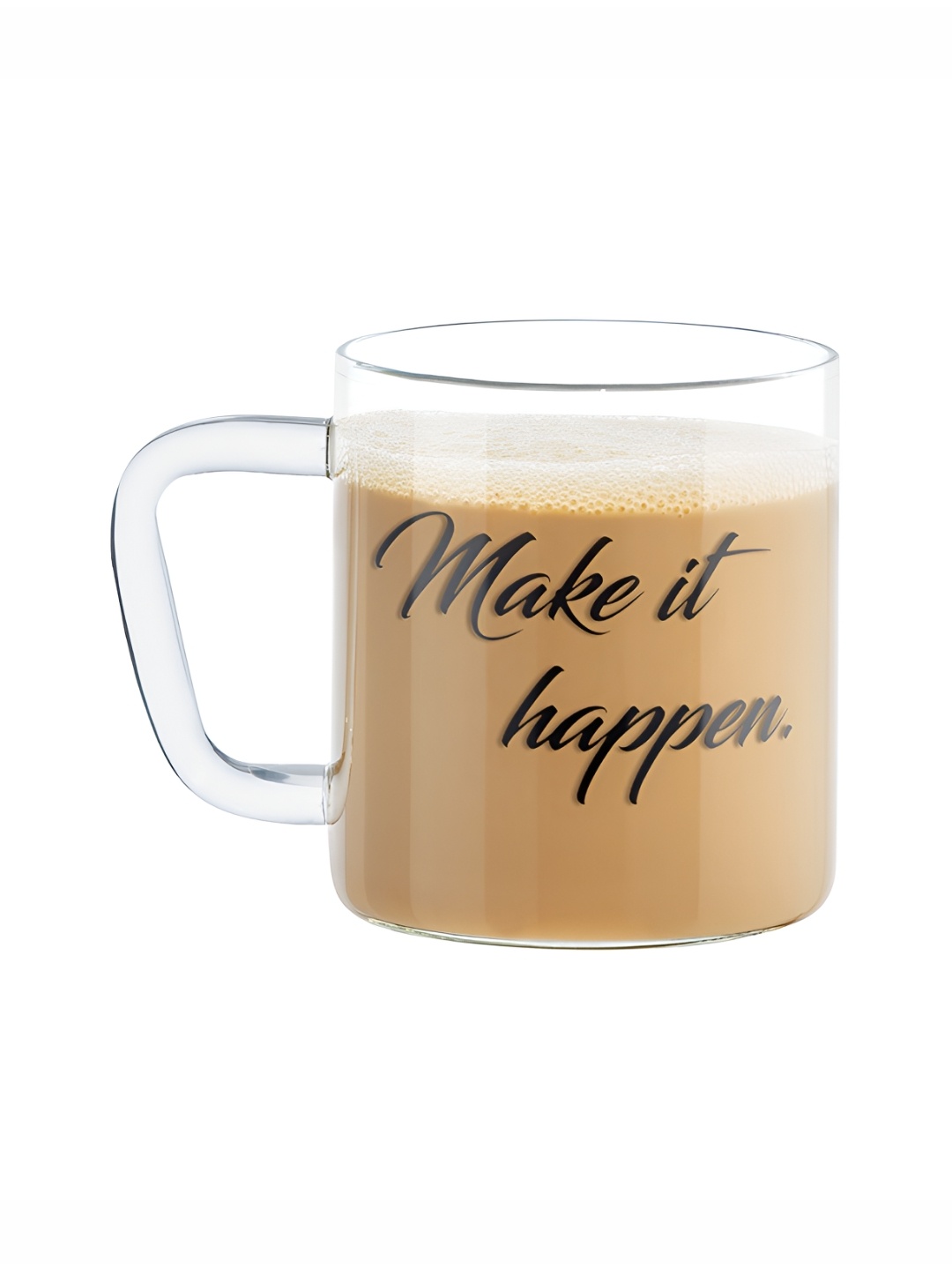 

BOROSIL Transparent & Black Printed Borosilicate Glass Matte Mug 305 ml