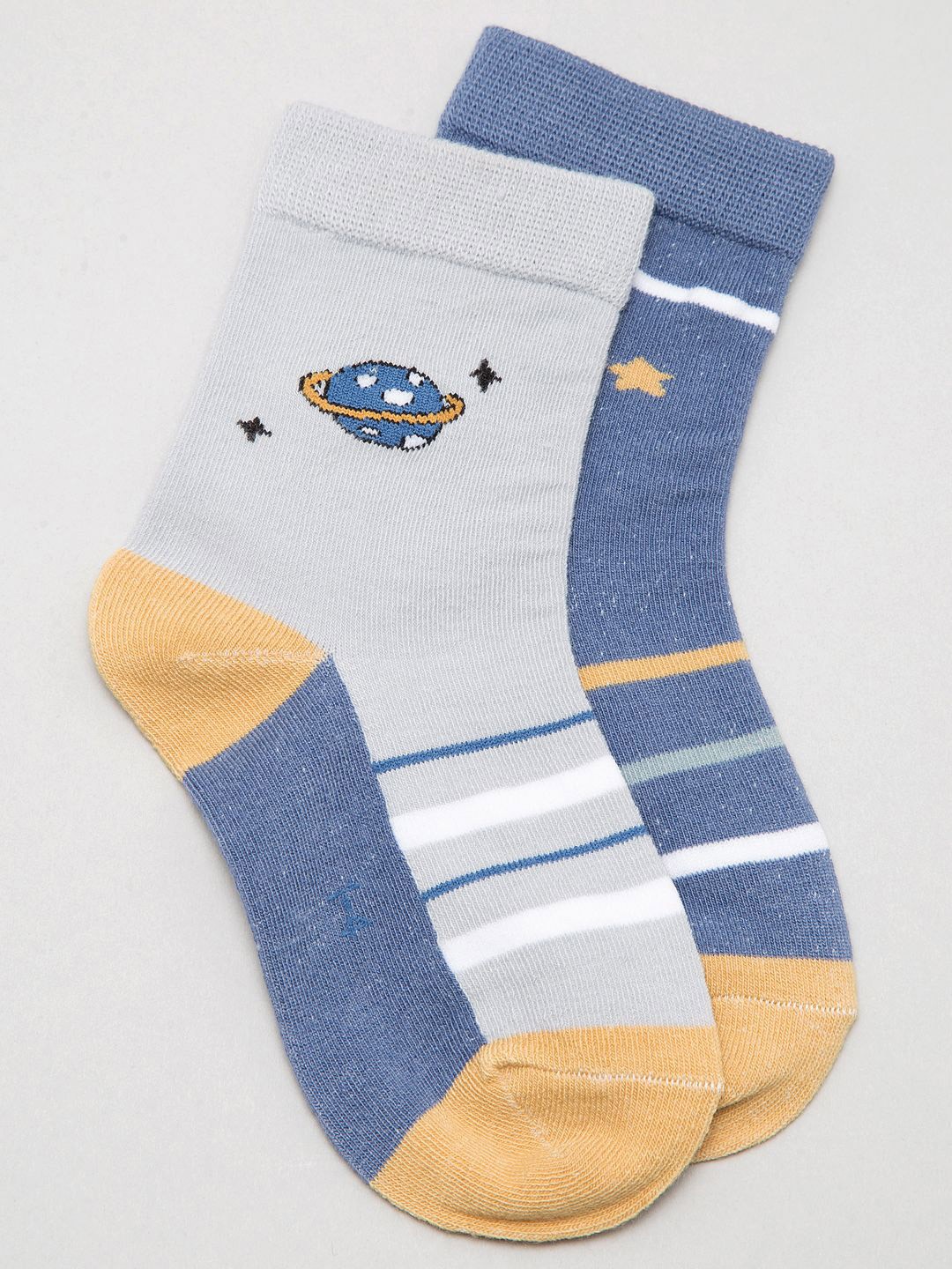 

J Style Kids Pack of 2 Patterned Above Ankle Length Socks, Grey