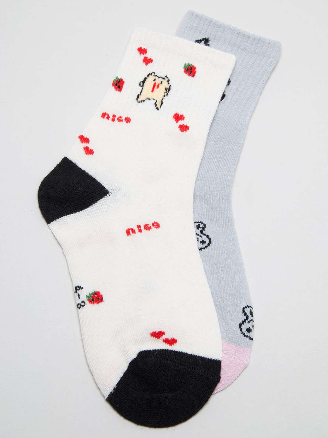 

J Style Kids Pack of 2 Patterned Ankle Length Socks, White