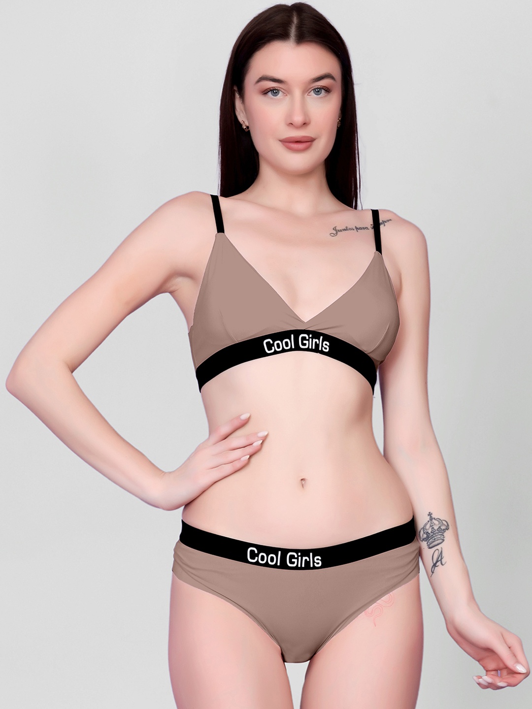 

Flenzy Lightly-Padded Lingerie Set, Brown