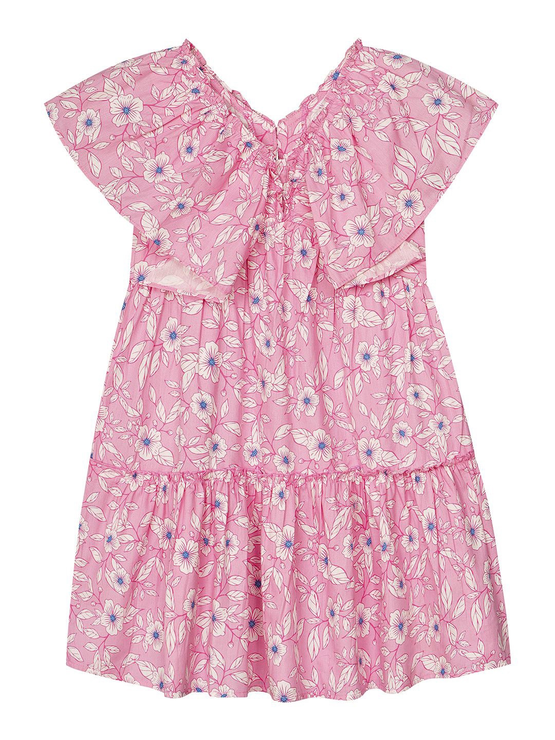 

Budding Bees Girls Floral Printed Cotton Peplum Dress, Pink