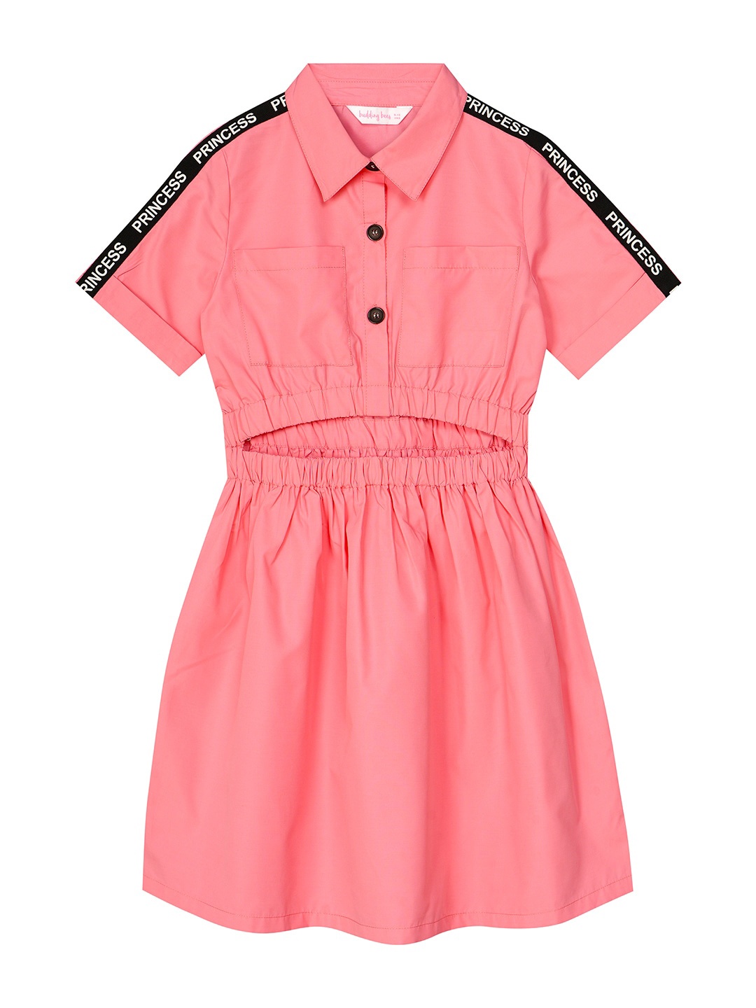

Budding Bees Girls Cotton Shirt Collar Cut-Outs Fit & Flare Dress, Pink
