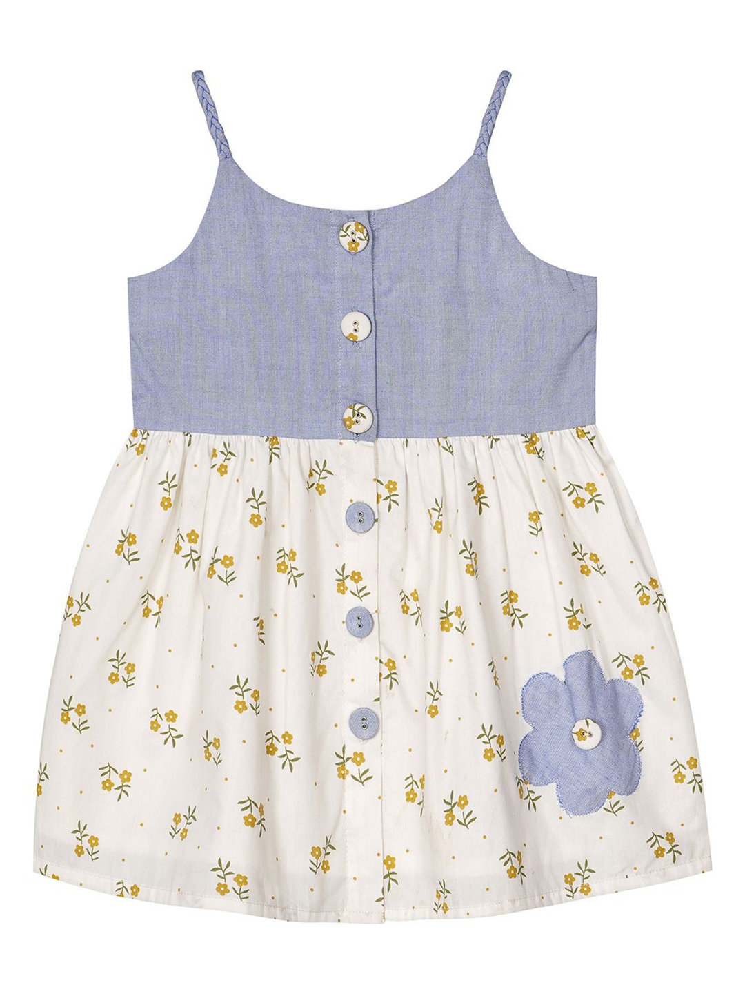 

Budding Bees Girls Floral Printed Cotton A-Line Dress, White