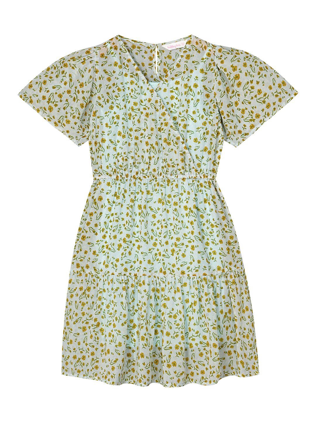 

Budding Bees Girls Floral Printed Georgette Fit & Flare Dress, Blue