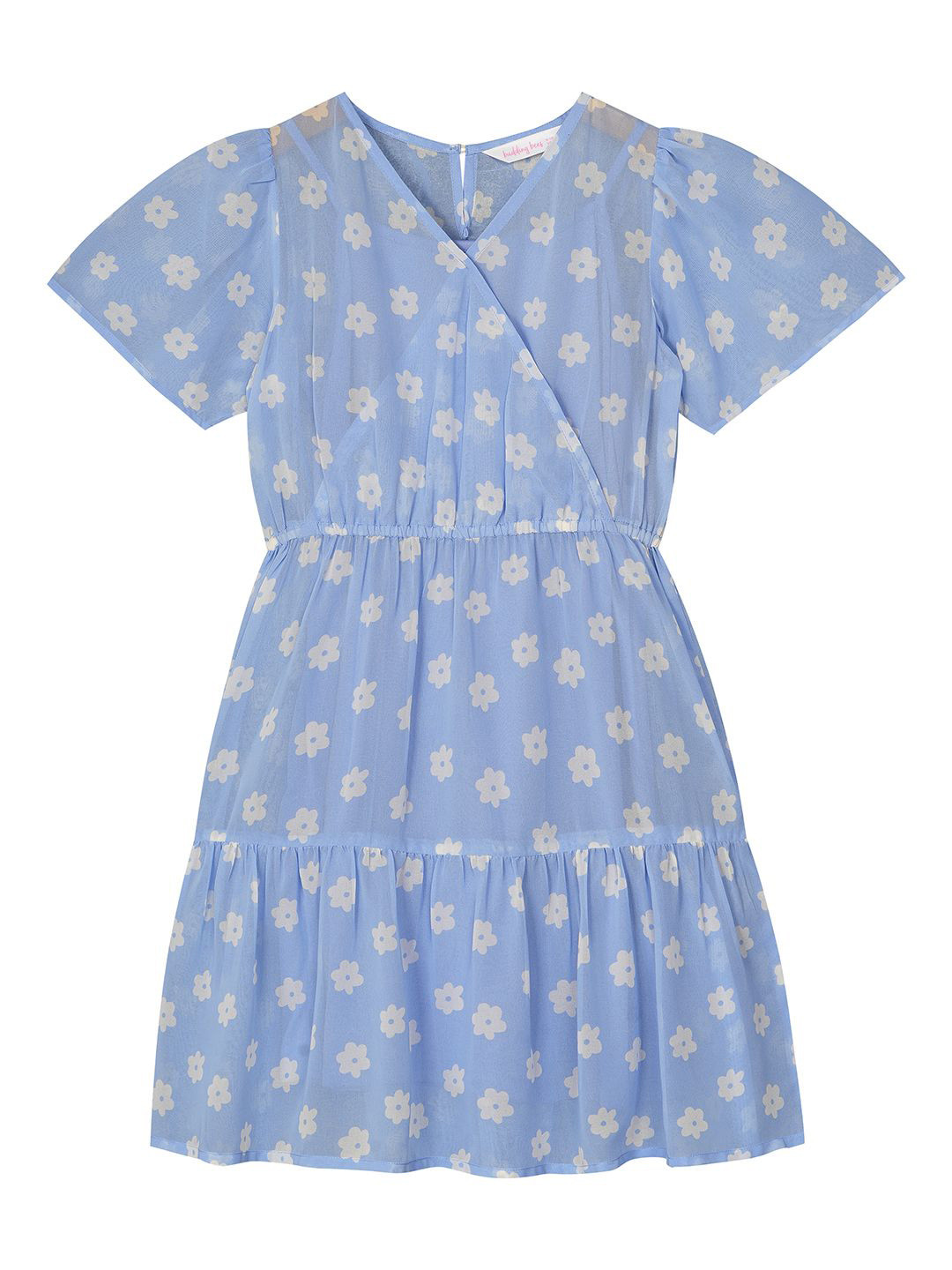 

Budding Bees Girls Floral Printed Georgette A-Line Dress, Blue