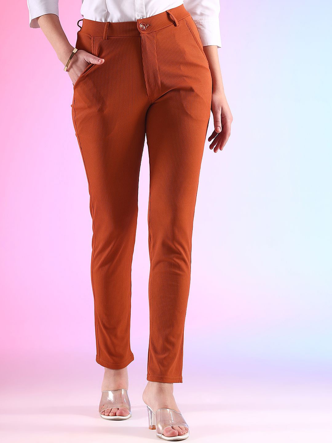 

BAESD Women High-Rise Chinos Trouser, Brown
