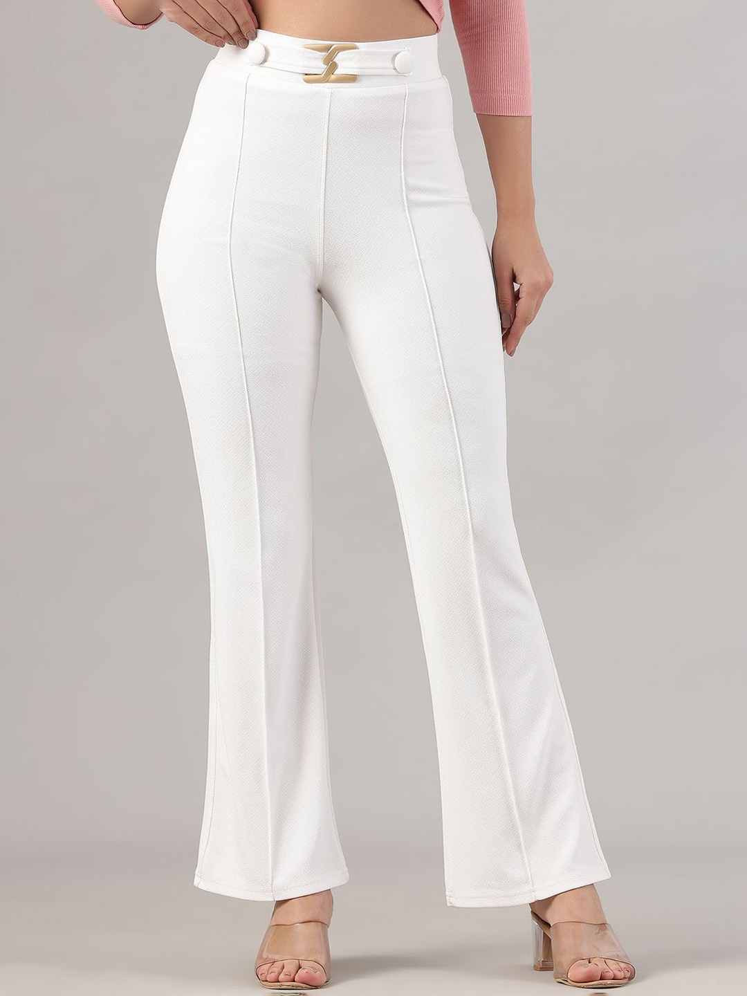 

BAESD Women High-Rise Easy Wash Bootcut Trousers, White
