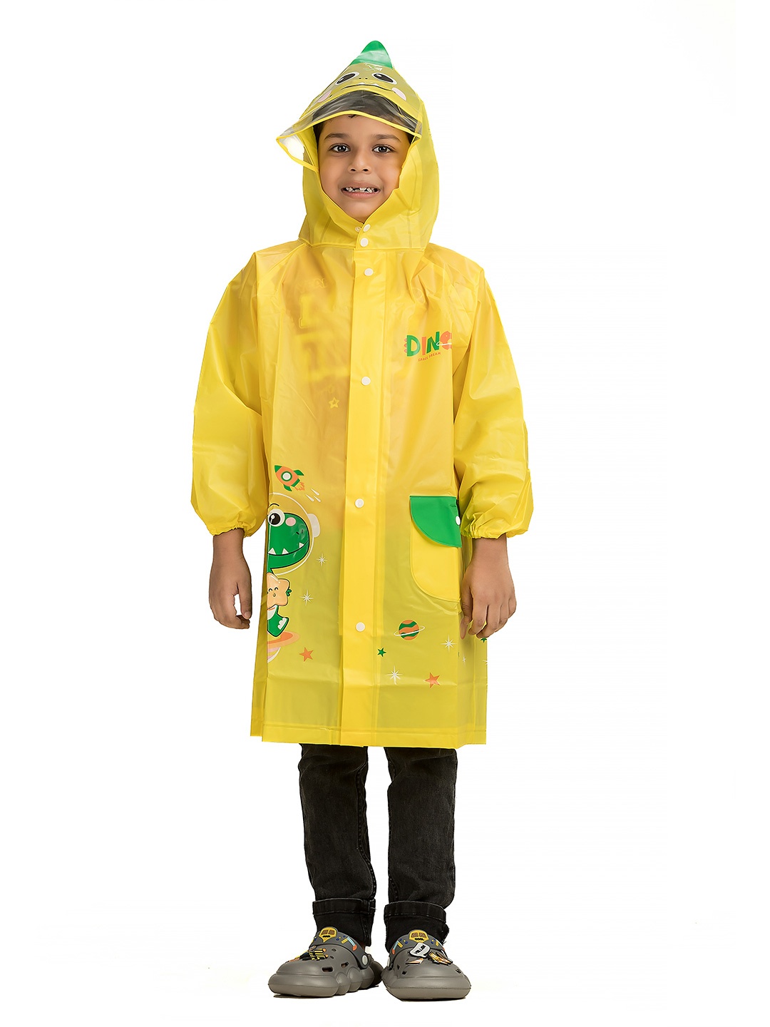 

Yellow Bee Boys Printed Hooded Waterproof Rain Jacket