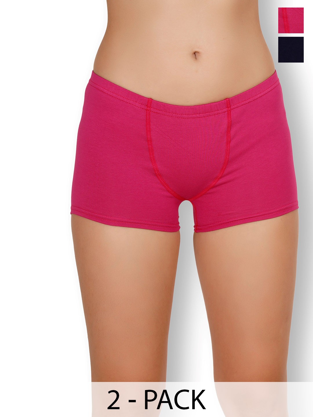 

Selfcare Pack of 2 Lycra Mid Rise Boy Short Panties- SN2620, Rose