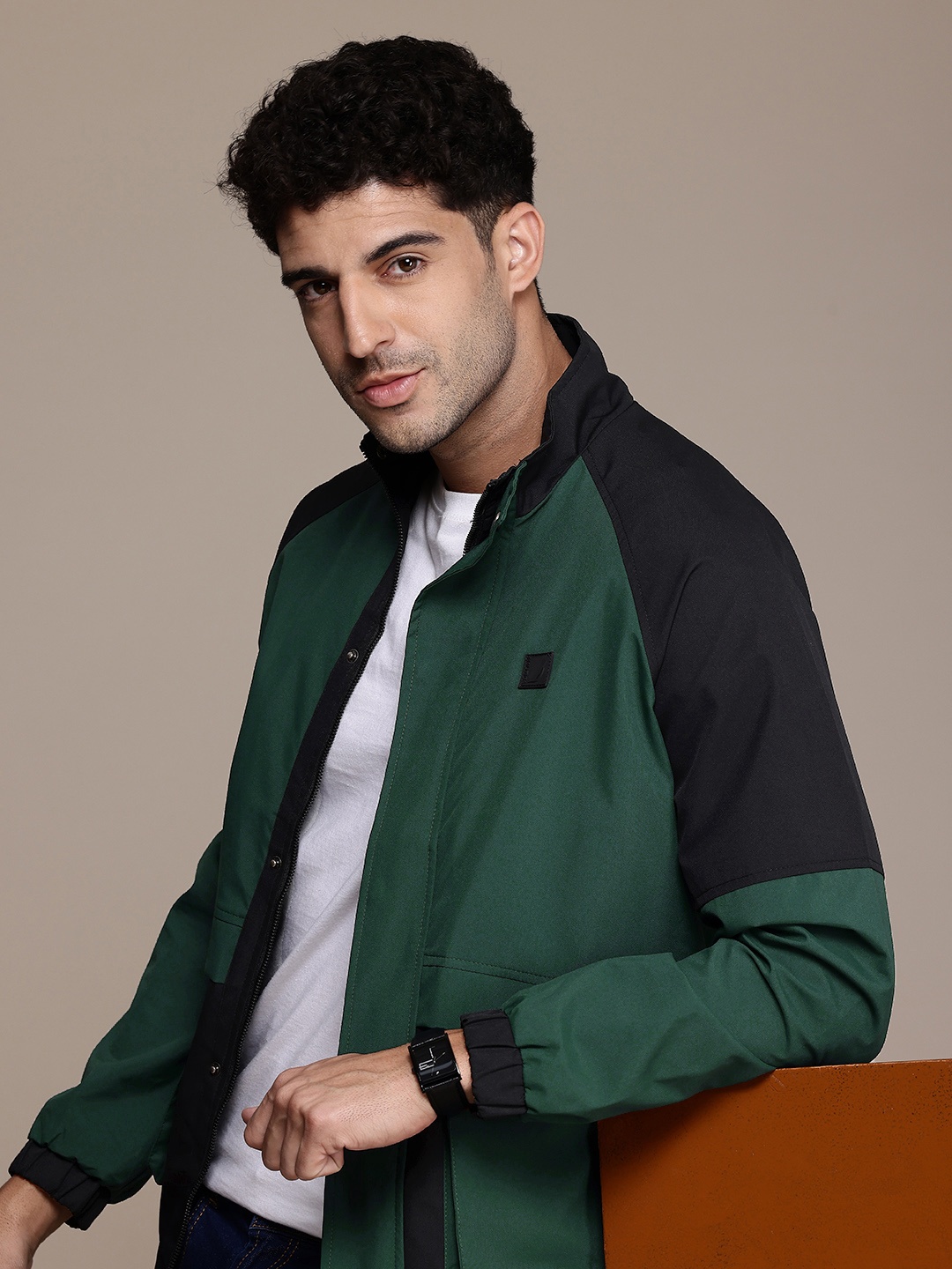 

Nautica Colourblocked Bomber Jacket, Green