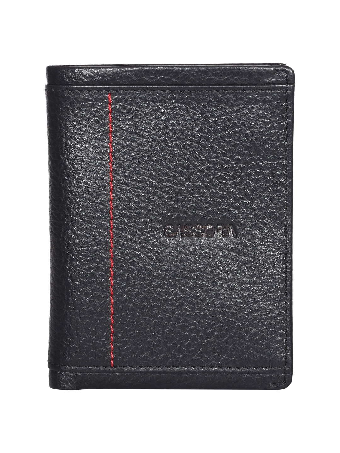

Sassora Unisex Leather Two Fold Wallet, Black