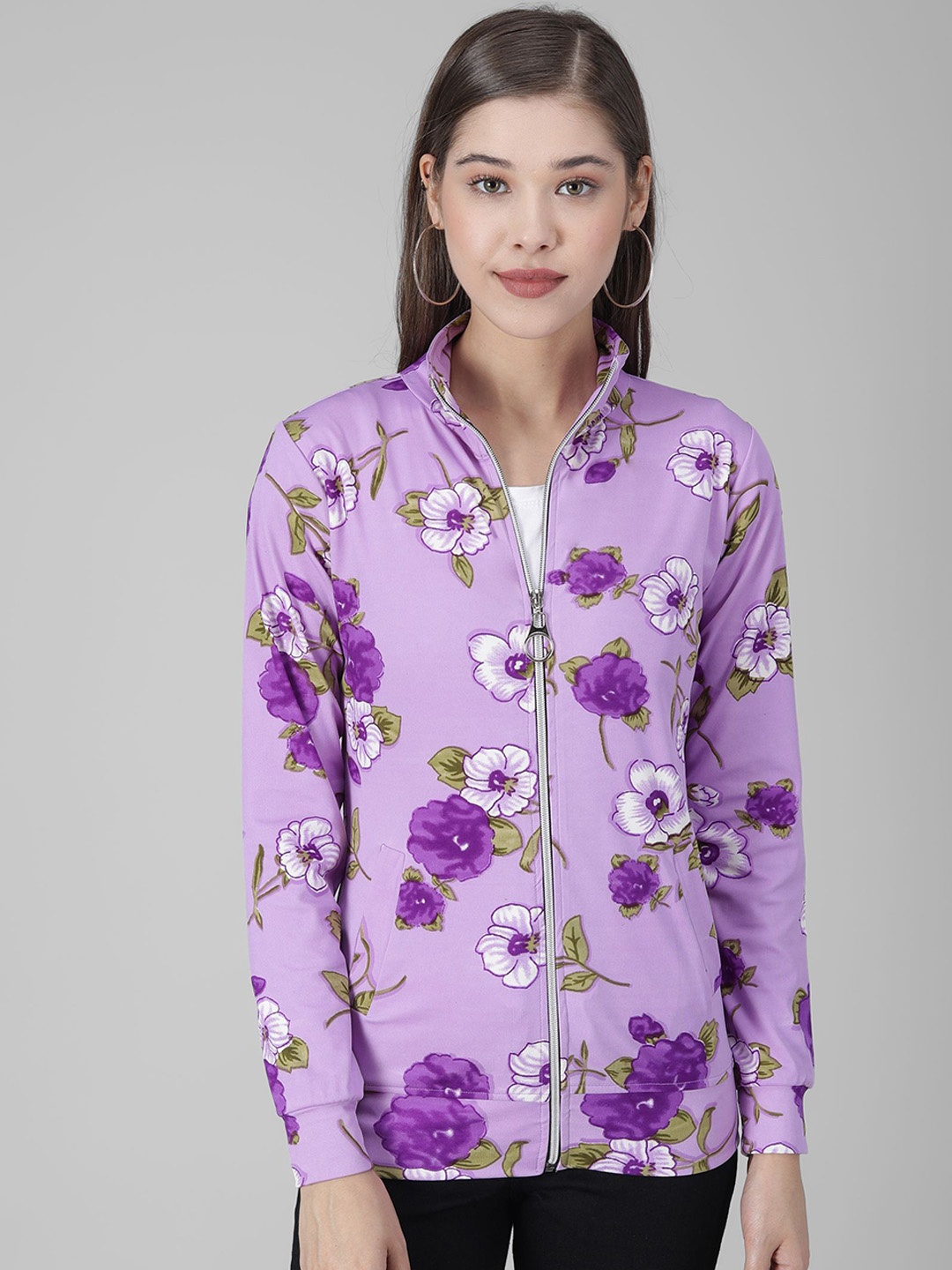 

TANDUL Floral Faux Fur Lightweight Tailored Jacket, Lavender