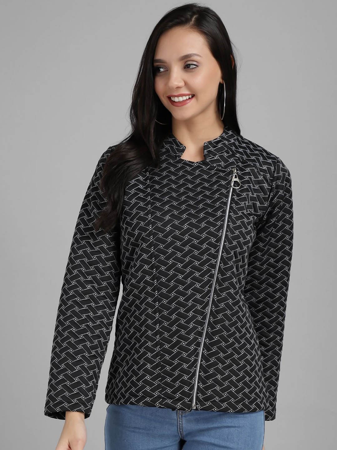 

TANDUL Geometric Printed Lightweight Tailored Jacket, Black