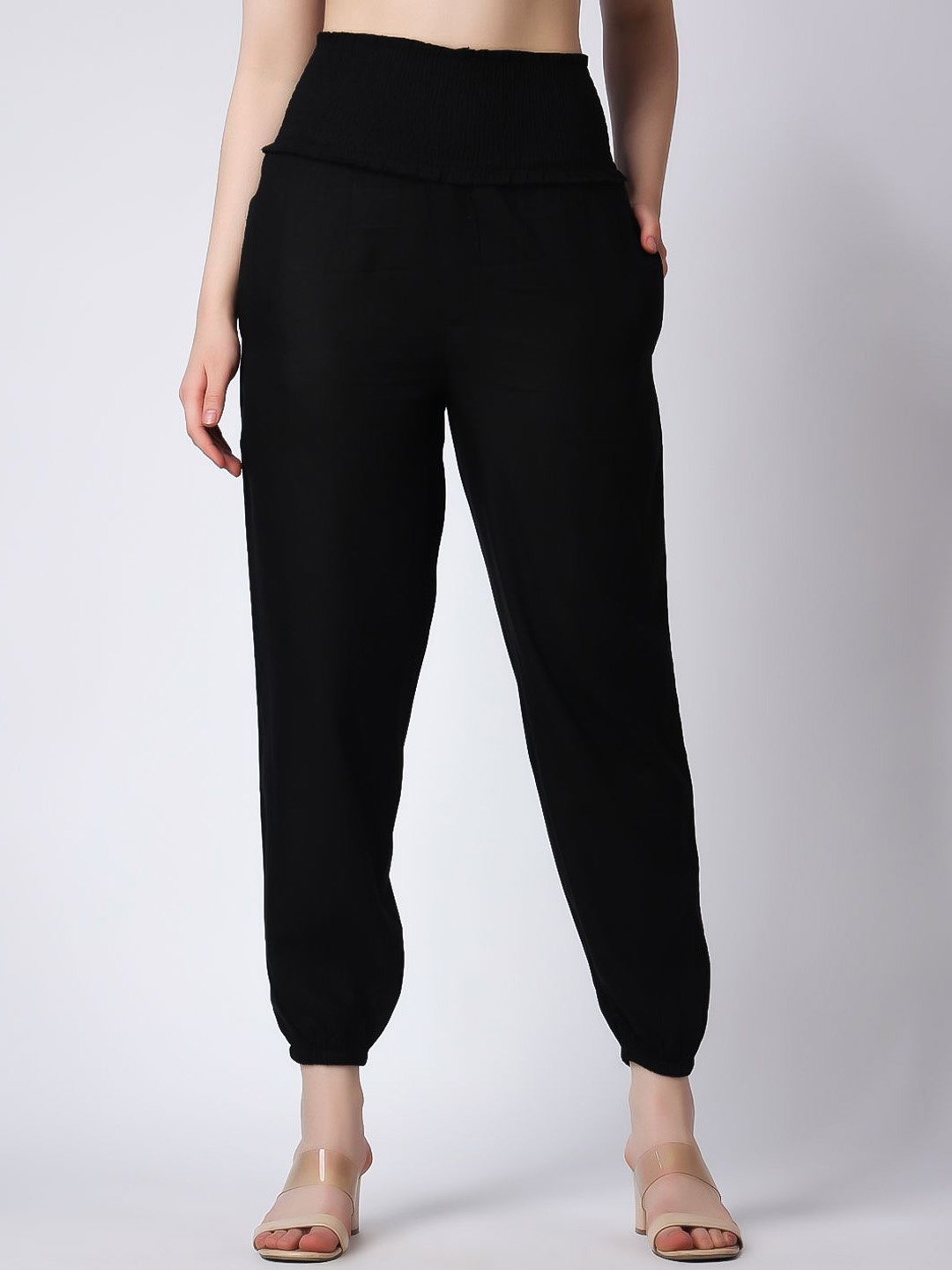 

COLOR STUDIO Women Relaxed High-Rise Easy Wash Maternity Regular Trousers, Black