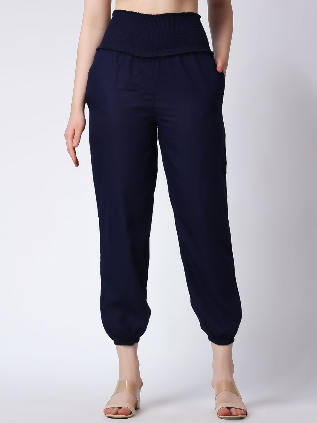 

COLOR STUDIO Women Relaxed High-Rise Easy Wash Maternity Joggers Trousers, Navy blue
